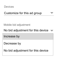 Bing mobile bid adjustment dropdown options