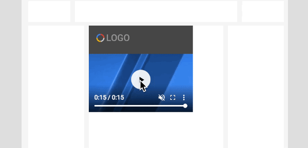 Animated image of a rich media banner with video placed in fake page content