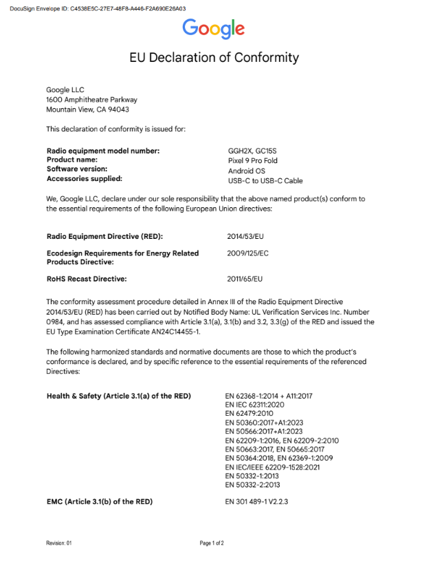 GGH2X, GC15S - EU Declaration of Conformity page 1