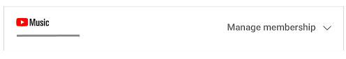 YouTube Music manage membership dropdown menu