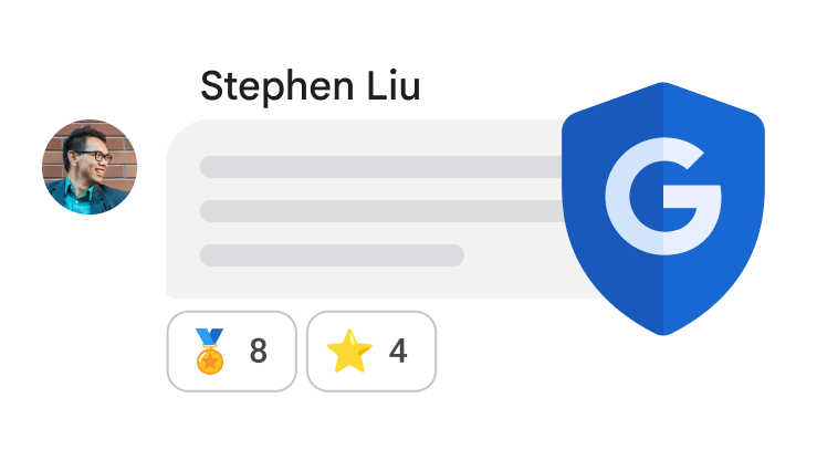 セキュリティが統合されていることを示す Google のセキュリティ シールドが重ねて表示された Chat メッセージ。