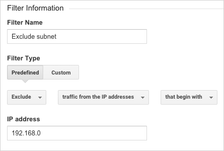 Exclude subnet filter example